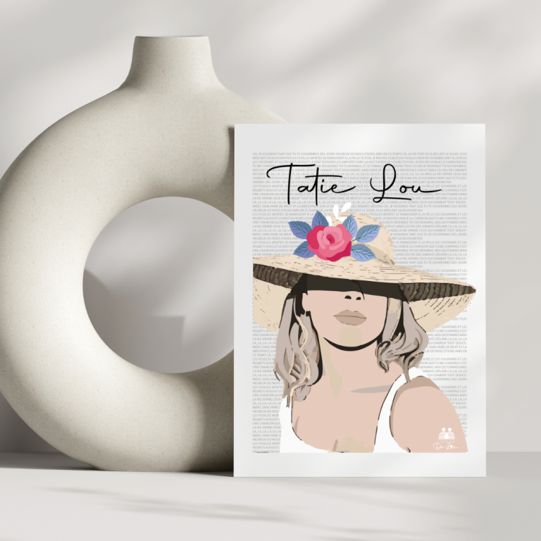 Affiche-personnalisee-portrait-minimaliste-Lou Affiche personnalisée portrait minimaliste Femme sur fond coloré.